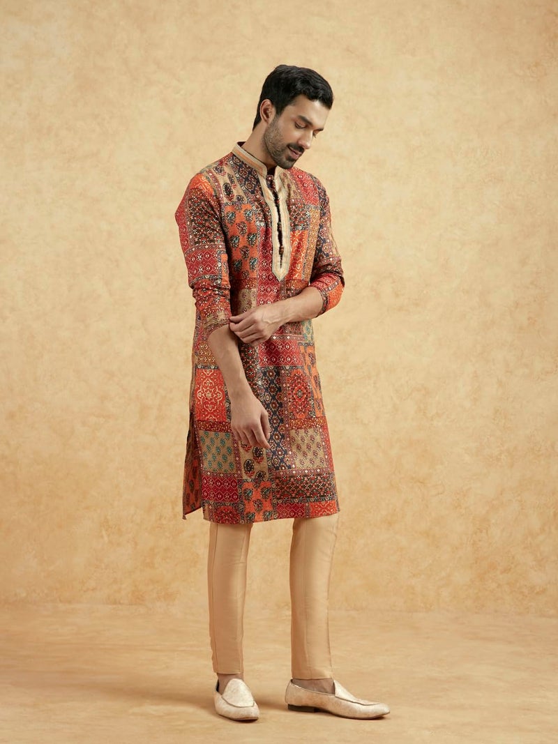 KISAH Men’s Kurta – Printed Art Silk Traditional Outfit for Men | Festive & Wedding Ethnic Wear – Elegant & Comfortable Multicolour - Image 2