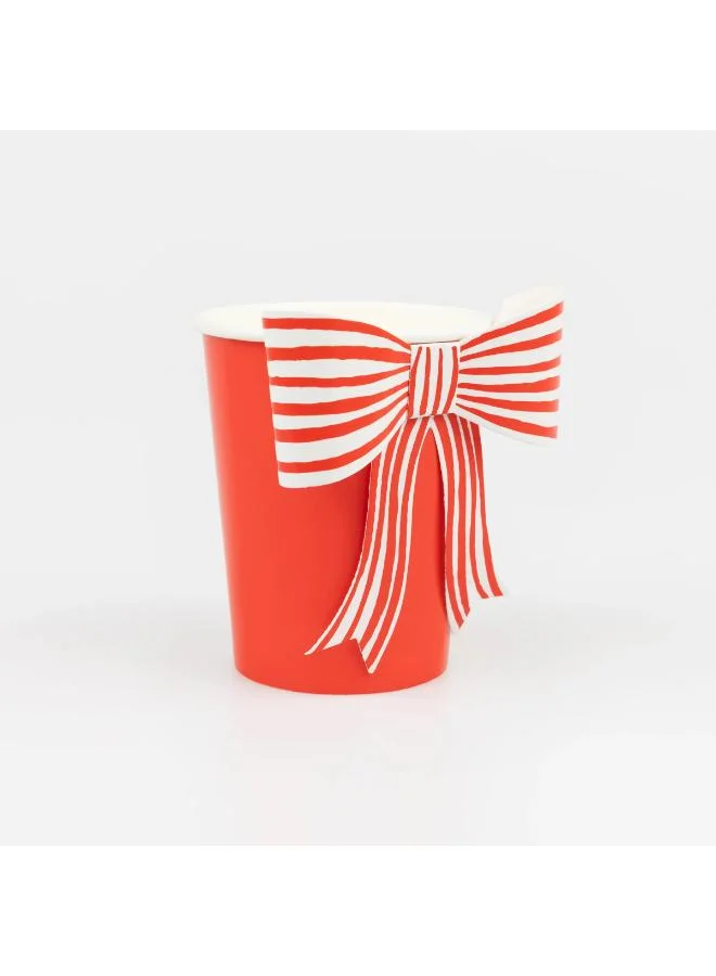 Meri Meri  Red & White Stripy Bow Cups  | Best Price UAE