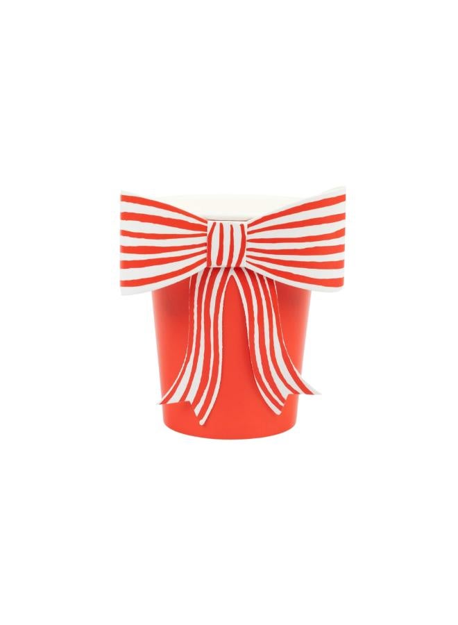 Meri Meri Red & White Stripy Bow Cups - Image 1