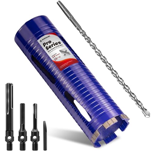 DaduoRi 3" Pro Dry Core Drill Bit with Pilot Bit & 3 Adapters (SDS Plus/SDS Max/1/2 Hex), Upgraded-Welded Blade Core Bits for Concrete with Rebar, Masonry, Brick, Mortar - 9.5" Depth, 5/8"-11 Thread - Image 1