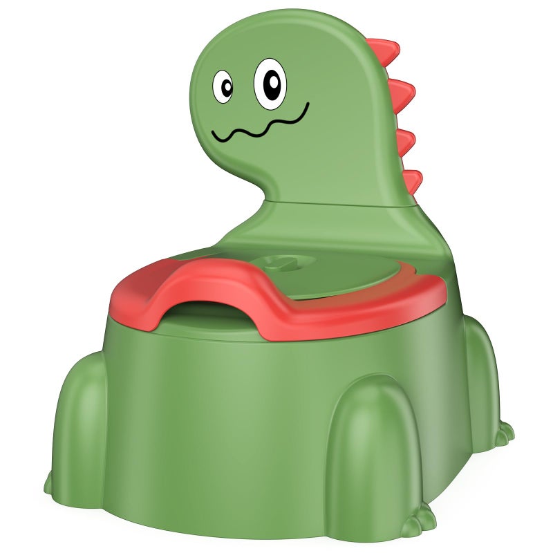 Jabaka Circle Potty Training Toilet Seat Dinosaur Design Portable Travel Potty with Lid Urinal Splash Guard NonSlip Pad Green - Image 2