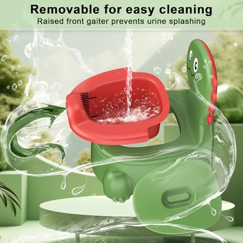 Jabaka Circle Potty Training Toilet Seat Dinosaur Design Portable Travel Potty with Lid Urinal Splash Guard NonSlip Pad Green - Image 3