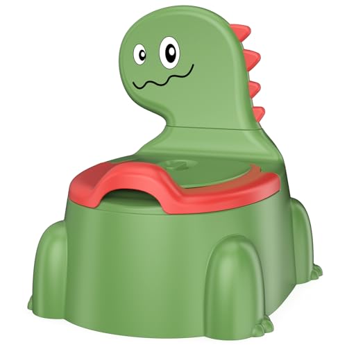 Jabaka Circle Potty Training Toilet Seat Dinosaur Design Portable Travel Potty with Lid Urinal Splash Guard NonSlip Pad Green - Image 1
