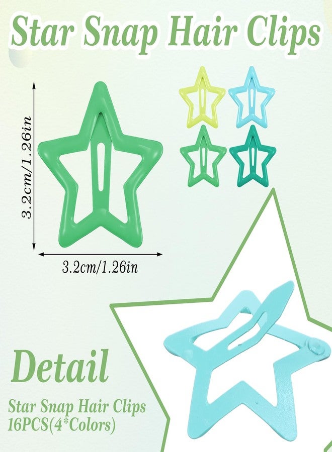 Tyqour 16 Pcs Star Hair Clips - Metal Non-Slip Star Clips Kawaii Snap Hair Clips Small Cute Hair Barrettes Neon Y2k Hair Accessories for Girls Kids Toddlers Women (Green, Blue, Yellow) - Image 2