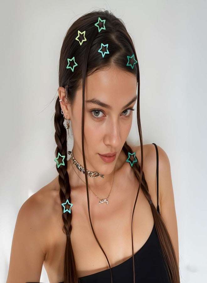 Tyqour 16 Pcs Star Hair Clips - Metal Non-Slip Star Clips Kawaii Snap Hair Clips Small Cute Hair Barrettes Neon Y2k Hair Accessories for Girls Kids Toddlers Women (Green, Blue, Yellow) - Image 5