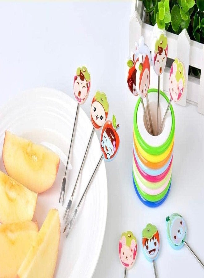 BriKSHi Cute Fruit Cartoon Stainless Steel Dessert Fork Set – Mini Appetizer Picks with Holder for Kids & Parties (Reusable Snack Forks)(Set of 6) - Image 5