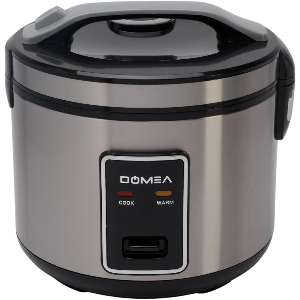 Electric Rice Cooker, 1.8 Litre Capacity, Non-Stick Removable Pot and Steamer Basket, Keep Warm Function, For Cooking Rice, Vegetables, Soups, Stew, Porridge, Stainless Steel, 700W Power
