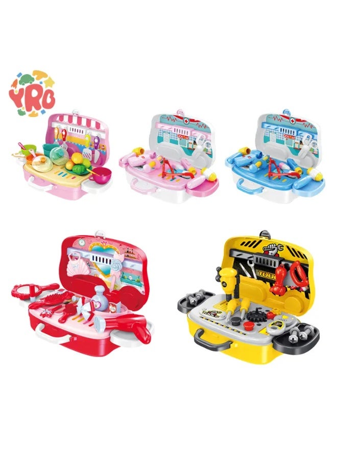 طقم مطبخ السفر للشيف السعيد – حقيبة محمولة للعب التظاهر | لعبة سكوتر 3 في 1 مع أدوات وإكسسوارات طعام - Image 4