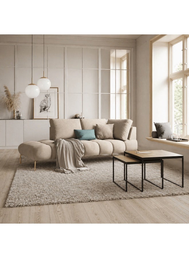 Mardod Saudi Chaise Lounge Sofa Made of Swedish Wood and Velvet Fabric with Comfortable Upholstery - Beige - MEG.ST.1073 - Image 1