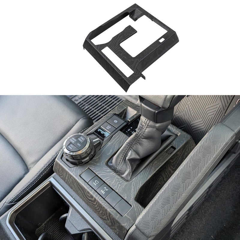 BORUIEN for Toyota Tacoma 2024 2025 and 4Runner 2025 Interior Accessories Center Console ABS Shift Panel Cover Decor Dashboard Trim (Black Wood Grain, Shift Panel Cover) - Image 2