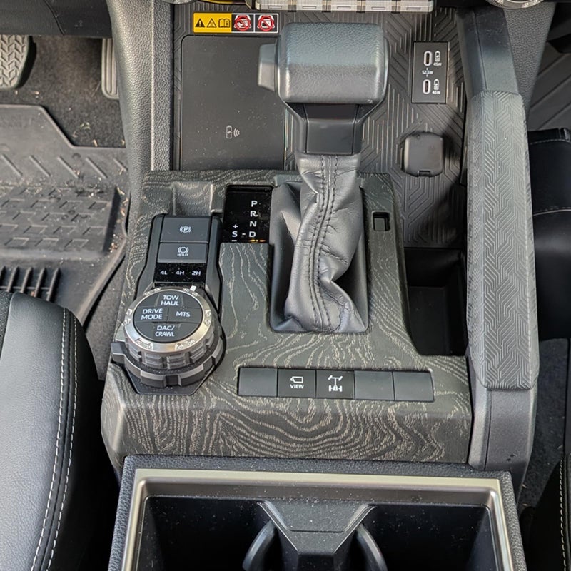 BORUIEN for Toyota Tacoma 2024 2025 and 4Runner 2025 Interior Accessories Center Console ABS Shift Panel Cover Decor Dashboard Trim (Black Wood Grain, Shift Panel Cover) - Image 1