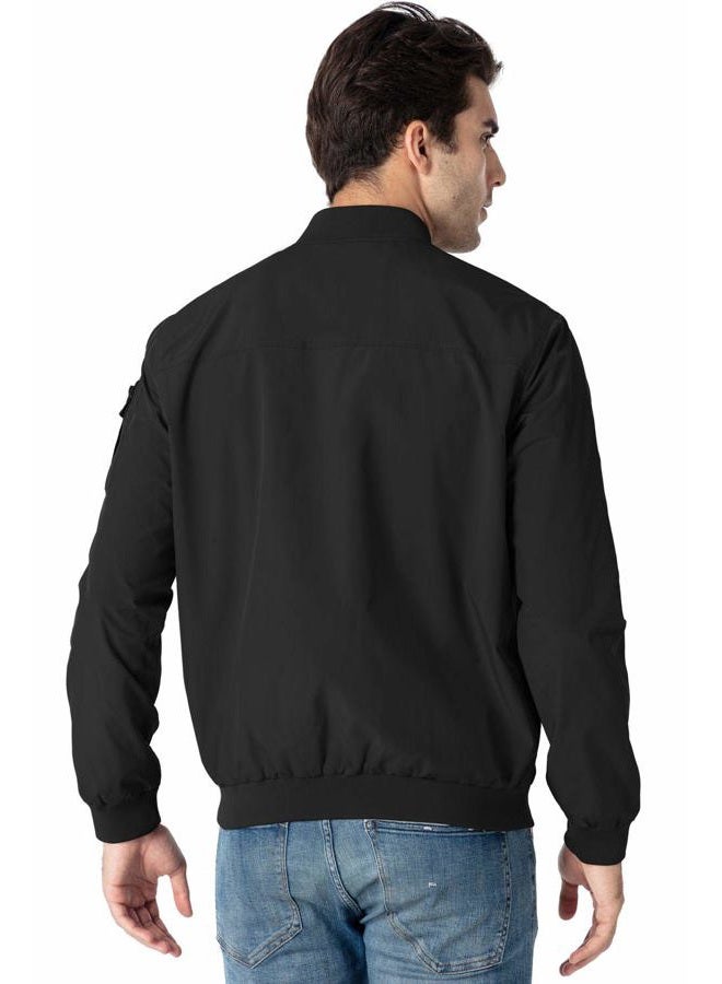 Rdruko Men's Windbreaker Lightweight Bomber Jacket Causal Fashion Light Jacket(Black, US XL) - Image 2