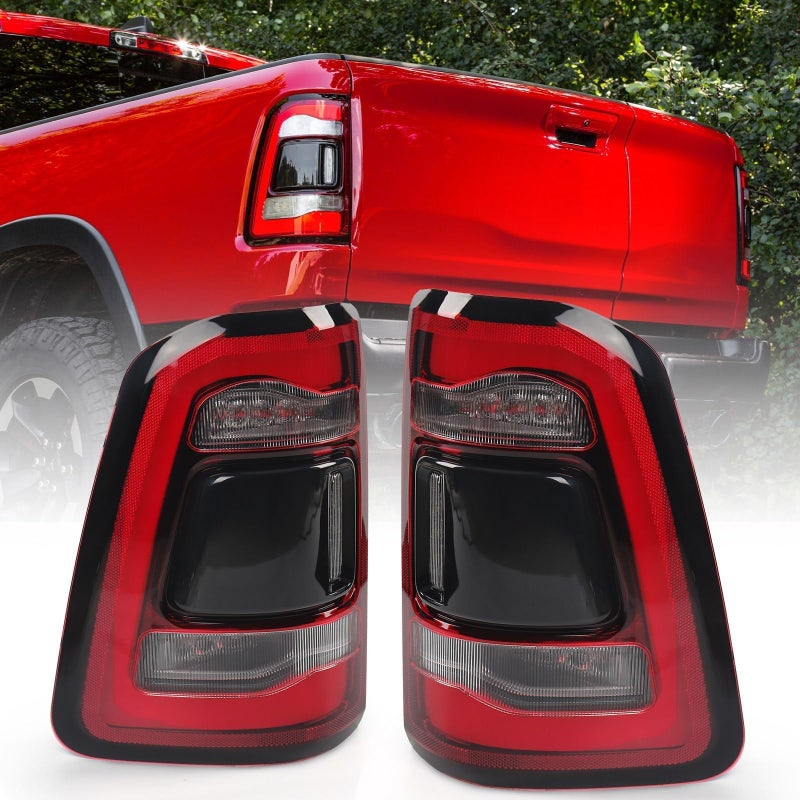 FIONE For Dodge Ram 1500 Tail Light Assembly Without Blind Spot 20192022 LED Type Red Lens Chrome Interior LeftRight Side - Image 2