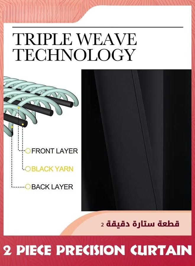 ستارة الإظلام,2 لوحات معزولة حراريا Grommet ضوضاء تخفيض الستائر,غرفة مظلمة الستائر لغرفة النوم,غرفة المعيشة-أسود 140x240 سم - Image 4