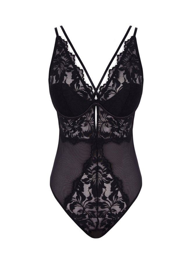 women'secret lace and tulle bodysuit with hoop and padding  - Image 1