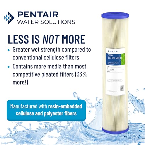 Pentek Pentair Pentek ECP20-20BB Big Blue Sediment Water Filter, 20-Inch, Whole House Heavy Duty Pleated Cellulose Polyester Replacement Cartridge, 20" x 4.5", Blue End-Cap, 20 - Image 3