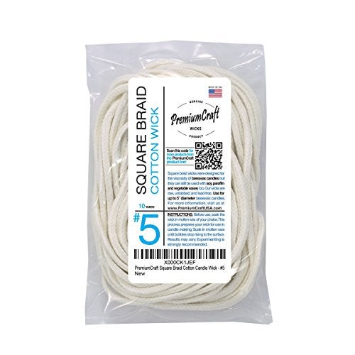 PremiumCraft Square Braid Cotton Candle Wick - #5 - Image 1