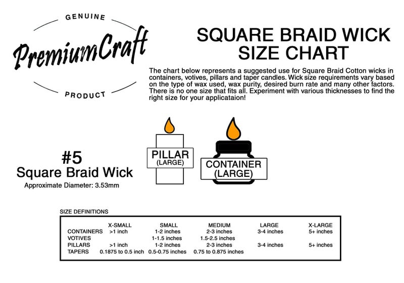 PremiumCraft Square Braid Cotton Candle Wick - #5 - Image 2