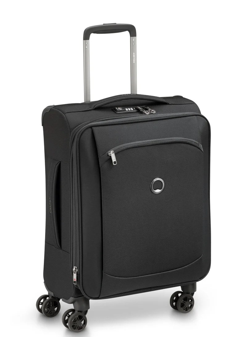 DELSEY Paris Montmartre Air 2.0 55cm Softcase 4 Double Wheel Expandable Cabin Luggage Trolley Black