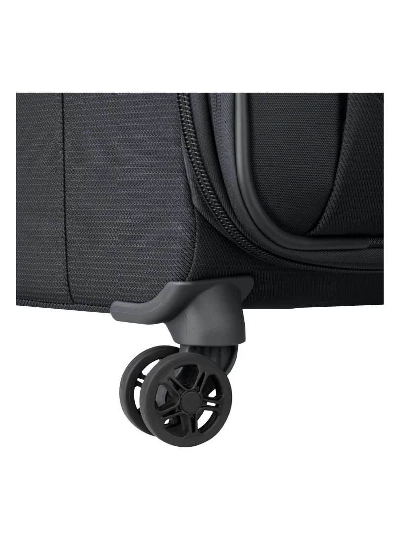 DELSEY Paris Montmartre Air 2.0 55cm Softcase 4 Double Wheel Expandable Cabin Luggage Trolley Black