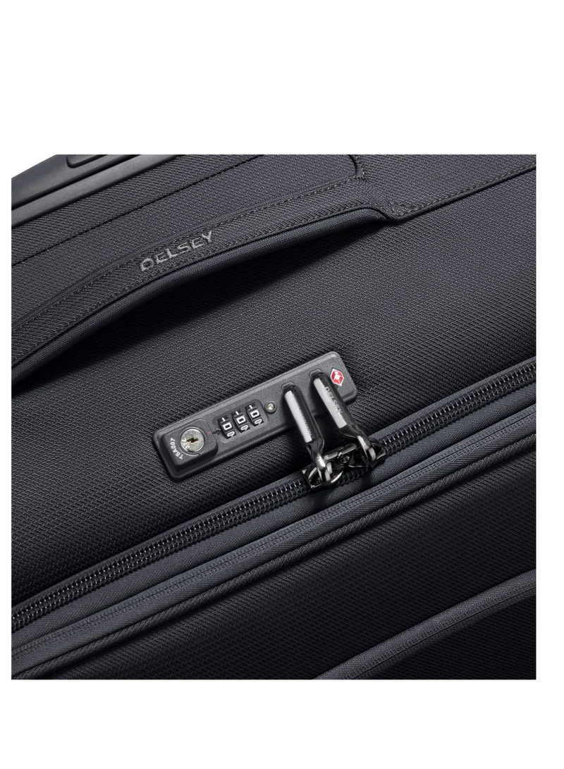 DELSEY Paris Montmartre Air 2.0 55cm Softcase 4 Double Wheel Expandable Cabin Luggage Trolley Black