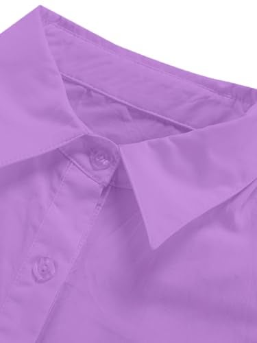 LYANER Women's Casual Shirt Dress Collar V Neck Button Down Loose Long Sleeve Mini Dresses Lilac XX-Large - Image 4