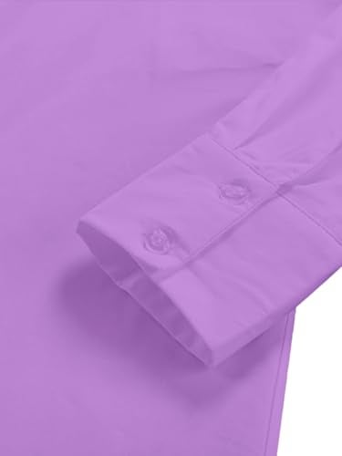 LYANER Women's Casual Shirt Dress Collar V Neck Button Down Loose Long Sleeve Mini Dresses Lilac XX-Large - Image 5