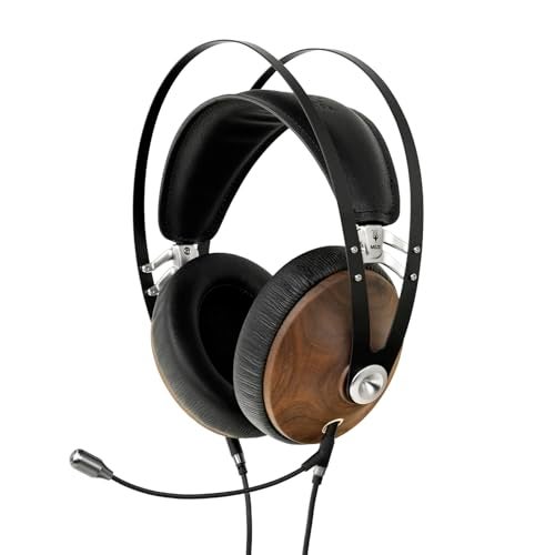 MEZE AUDIO | 99 Classics Walnut Silver & Boom Mic Headset | Wired Over-Ear Headphones with Boom Microphone and Self Adjustable Headband | Closed-Back Headset for Gaming | Remote Work | Audiophiles - Image 1