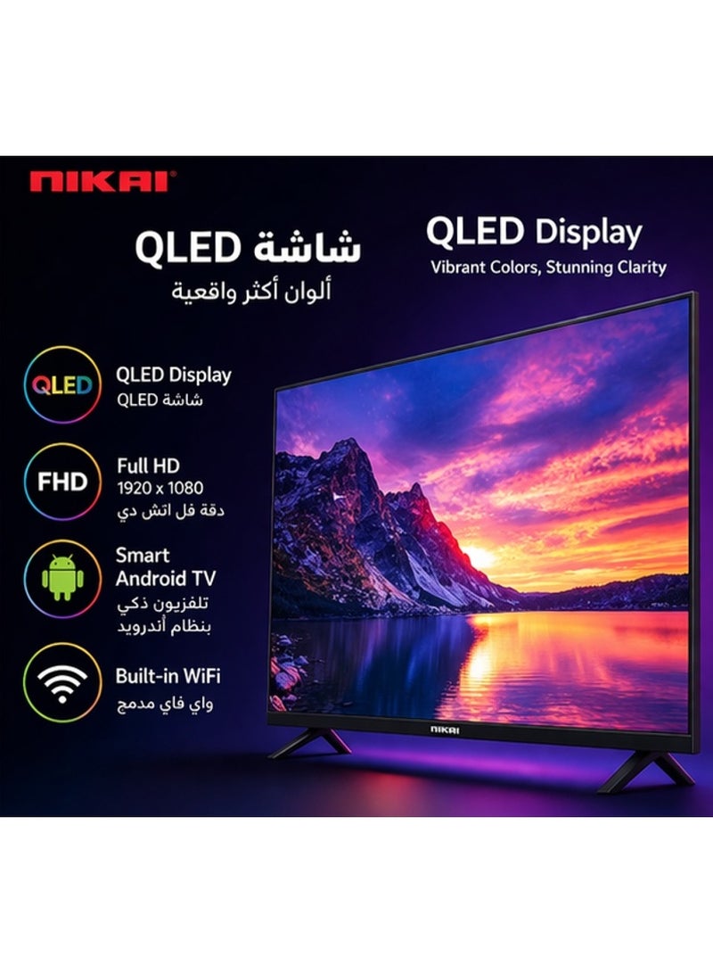 Nikai 43 Inch QLED Smart Android LED TV, Full HD Display, Built-in WiFi, Slim Design, Dynamic Sound, HDMI & USB, Remote Control NTV43QSLED black - Image 2