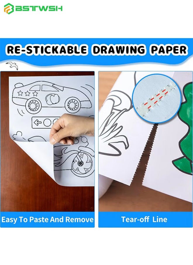 بستوش - لفافة ورق رسم للاطفال، لفافة ورق تلوين للاطفال، لفافة ورق رسم يدوية، لفافة ورق للرسم والرسم للاطفال يدوية، ورق تعبئة الوان (وسائل النقل) - Image 1