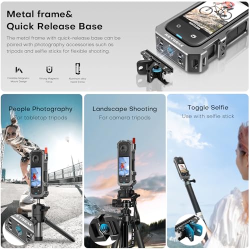 REYGEAK for Insta360 X4 CageAluminium Utility Frame for Insta360 X4 Quick Release Camera Base Mount with 14 ThreadsProtective Case with Silicone Lens Cover - Image 3