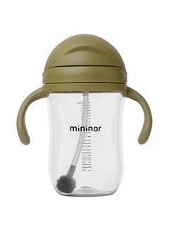 Mininor زجاجة قشة تريتان 330 مل، لون أخضر طحلب  - Image 1