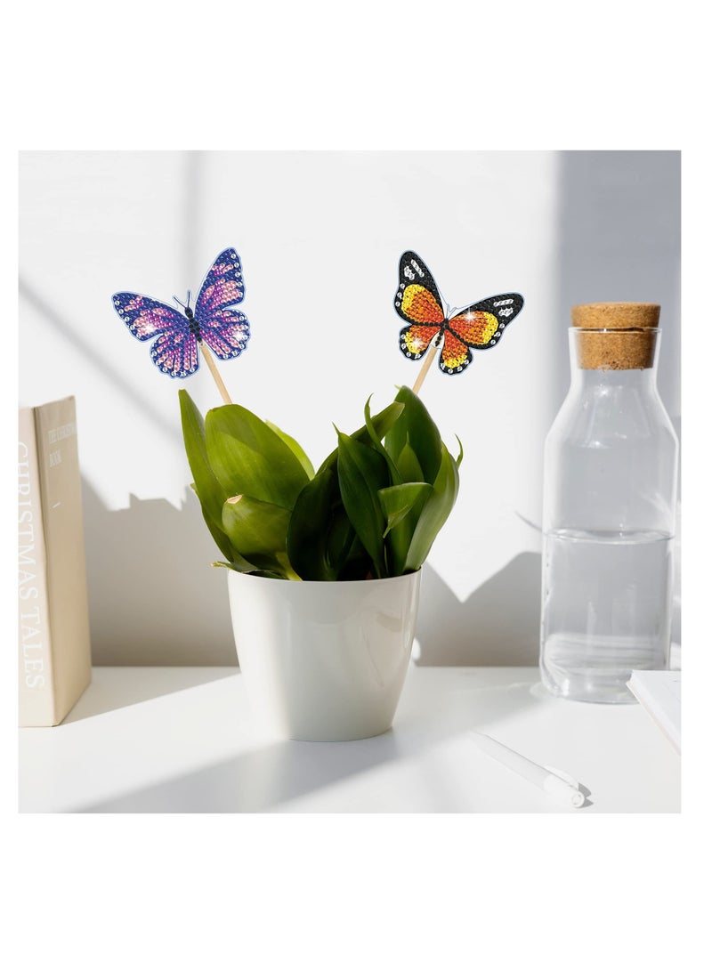 Excefore فن الألماس على شكل فراشة، 8 قطع من مجموعات فن الألماس للفراشة للبالغين والأطفال، مجموعات فن الألماس، أدوات فن الألماس على شكل فراشة للزينة الداخلية والخارجية، الحديقة، تزيين الفناء - Image 2