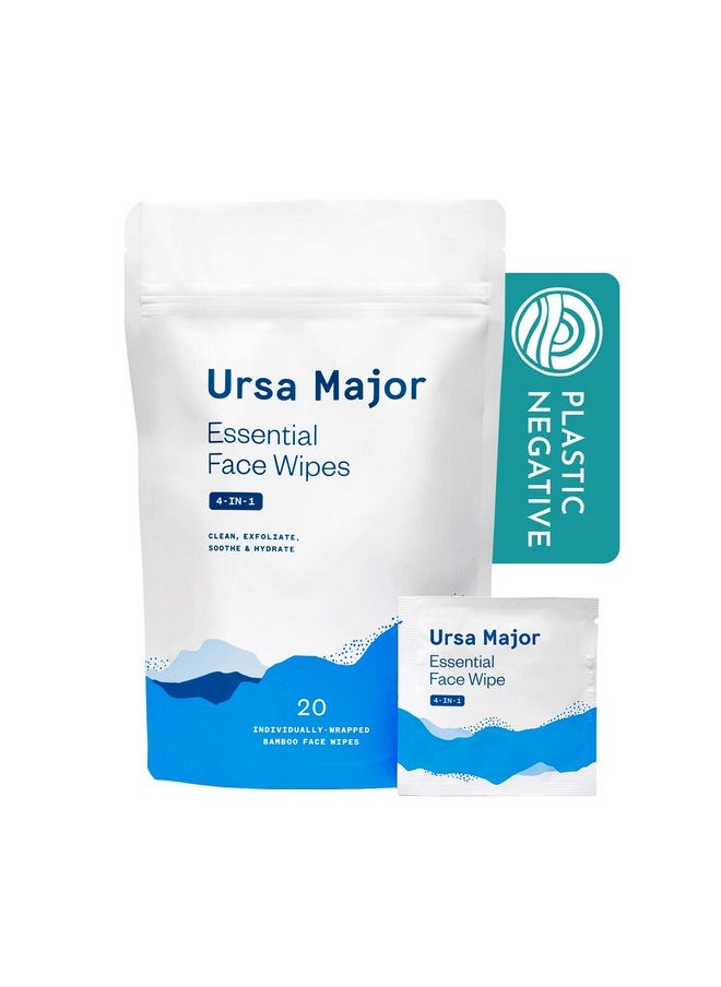 Ursa Major - Rsa Major Essential Face Wipes ; Natural Biodegradable Crueltyfree ; Cleanse Exfoliate Soothe And Hydrate ; Individually Wrapped ; 20 Count - Image 1
