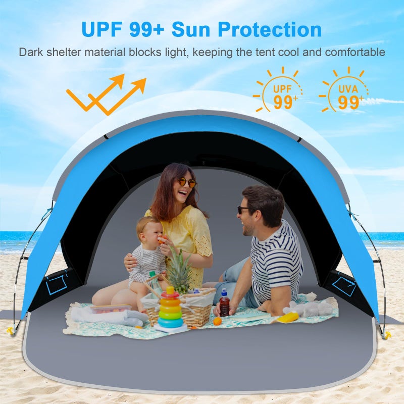 Gorich Beach Tent Sun Shelter with UPF50+ UV Protection for 3/4-5/6-7 Person, Lightweight & Portable Shade Canopy with 2 Zippered Doors, Easy Setup Family Beach Umbrella - Image 4