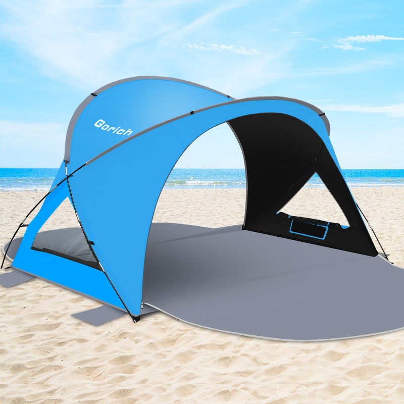 Gorich Beach Tent Sun Shelter with UPF50+ UV Protection for 3/4-5/6-7 Person, Lightweight & Portable Shade Canopy with 2 Zippered Doors, Easy Setup Family Beach Umbrella - Image 1