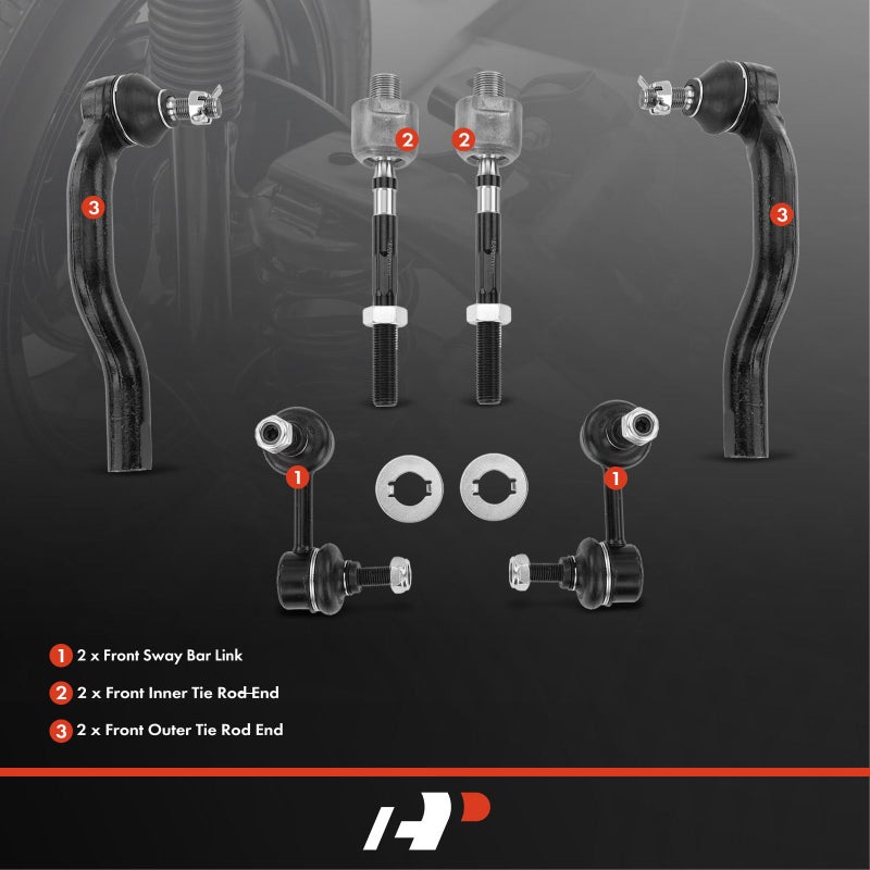 Generic A-Premium 6Pcs Front Suspension Kit Sway Bar Link Stabilizer Link Tie Rod End Compatible with Honda Civic 2006-2011 L4 1.8L  - Image 2