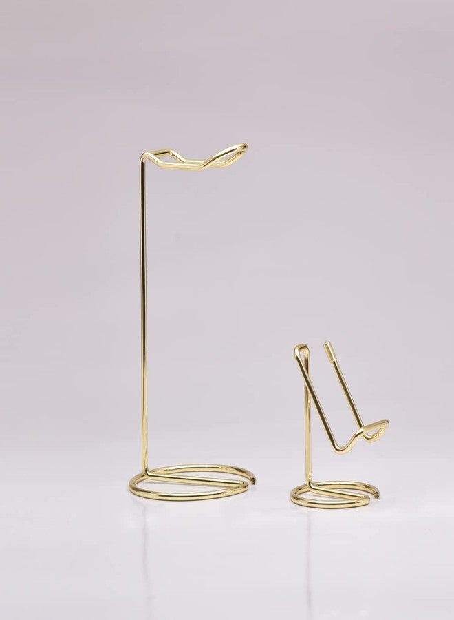 JIARI Headphones Stand and Cell Phone Stand Desktop Metal Holder Accessories 2pcs Set (Gold) - Image 5