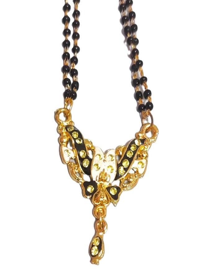 DeLegarde Gold Plated Pendant Necklace Mala Black Beads Mangalsutra Gift Jewellery for Women Fashion 26" inches Length - Image 4