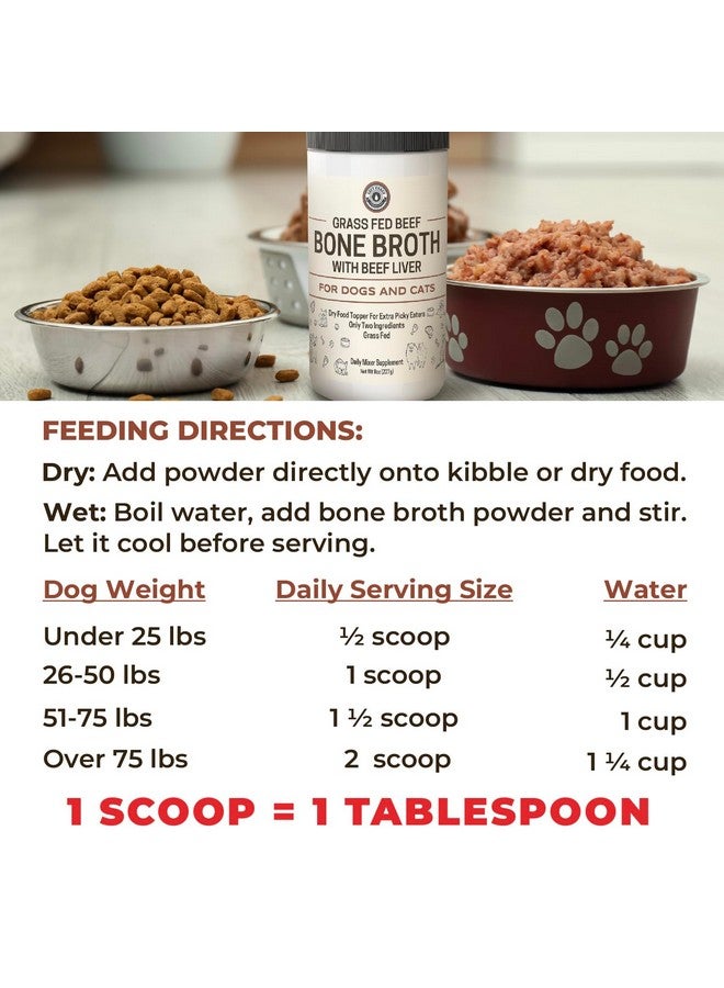 Left Coast Performance Bone Broth For Dogs And Cats With Beef Liver - Human Grade Grass Fed Beef Bone Broth Powder For Dogs - Dog Food Toppers For Picky Eaters - Supports Joints & Gut Health - Freeze Dried Liver - 8Oz - Image 2