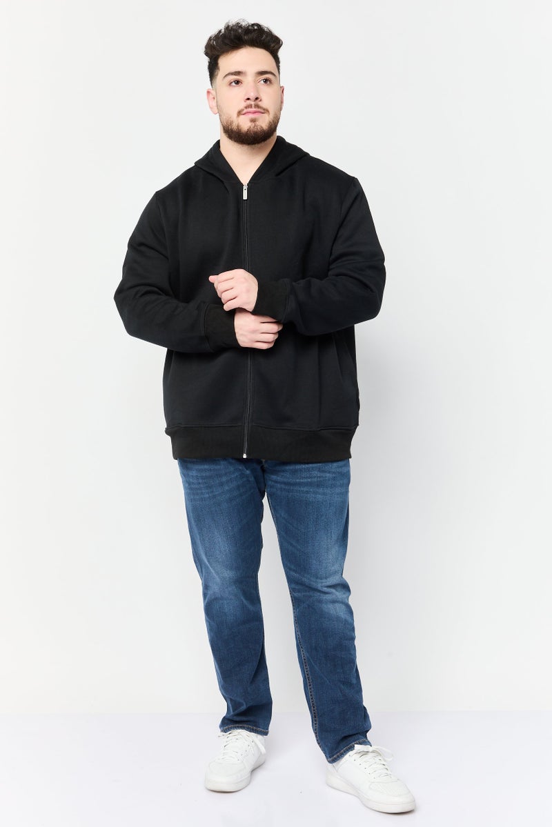 KANGOL Men Solid Full Zip Long Sleeves Hoodie, Black  - Image 2