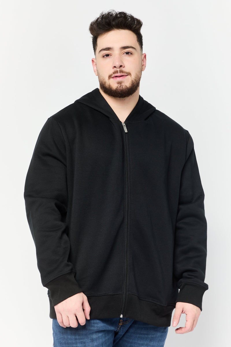 KANGOL Men Solid Full Zip Long Sleeves Hoodie, Black  - Image 1