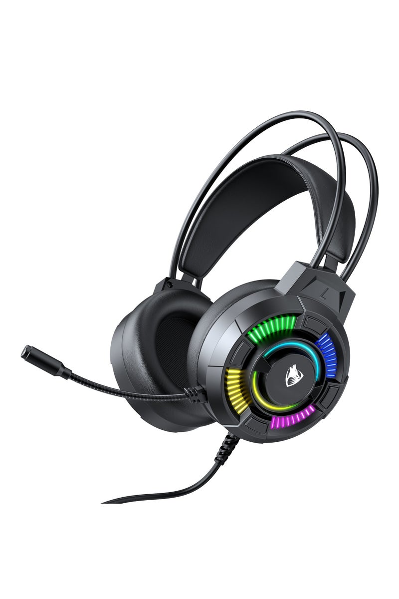 Heyla USB gaming headset for PC computer headset with 7.1 surround sound stereo noise cancelling microphone/microphone RGB light gaming headset for PS4/PS5 laptops, wired. - Image 1