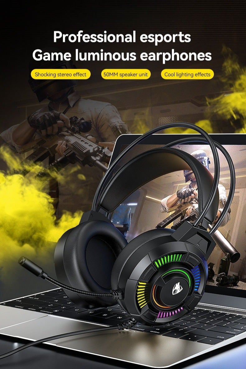 Heyla USB gaming headset for PC computer headset with 7.1 surround sound stereo noise cancelling microphone/microphone RGB light gaming headset for PS4/PS5 laptops, wired. - Image 4