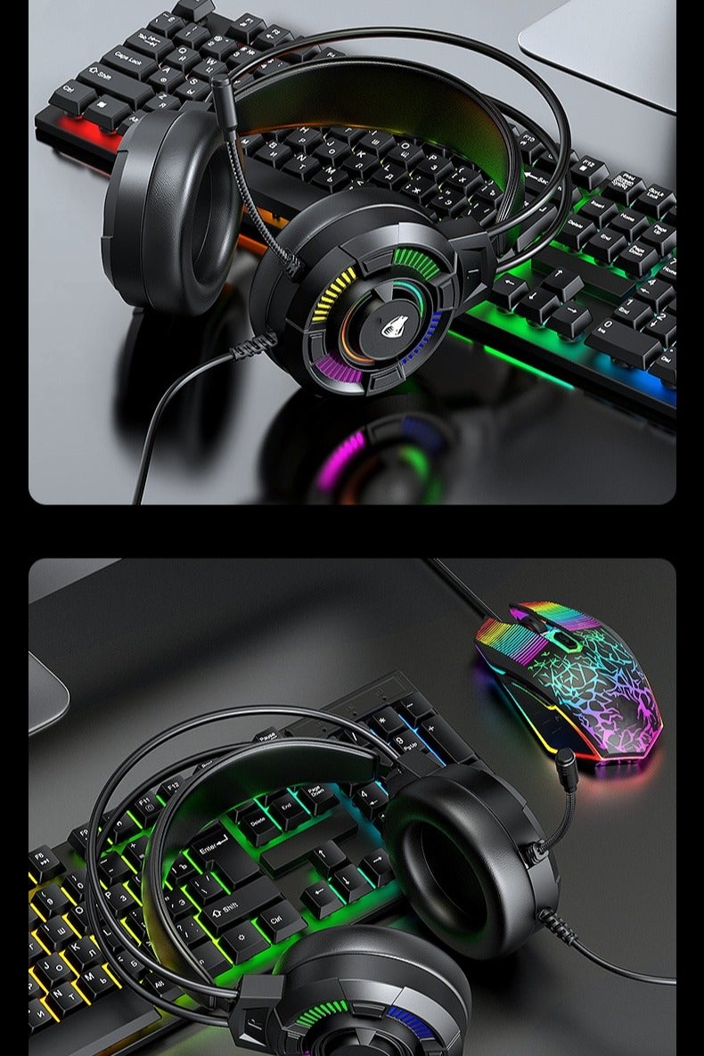 Heyla USB gaming headset for PC computer headset with 7.1 surround sound stereo noise cancelling microphone/microphone RGB light gaming headset for PS4/PS5 laptops, wired. - Image 5