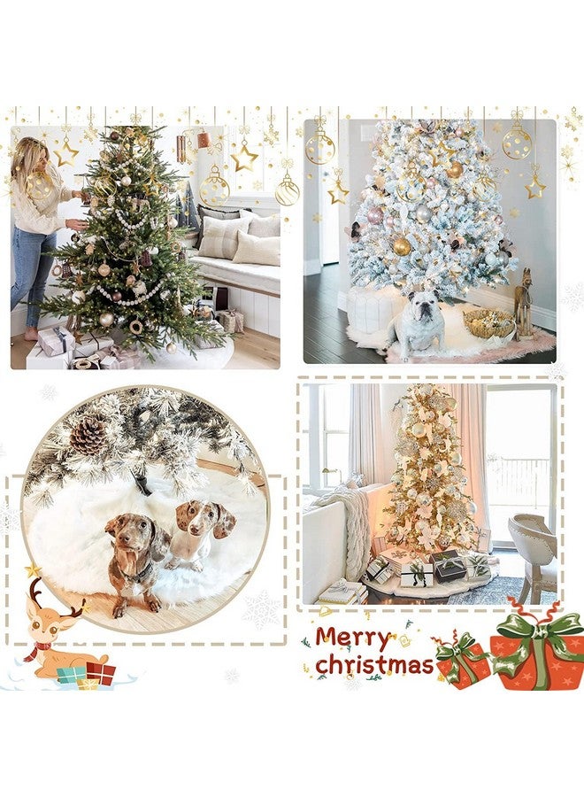 SoarDream White Tree Skirts 24 Inches Plush Christmas Tree Skirt Small Faux Fur Tree Mats for Small Trees Xmas Party Holiday Decorations - Image 3