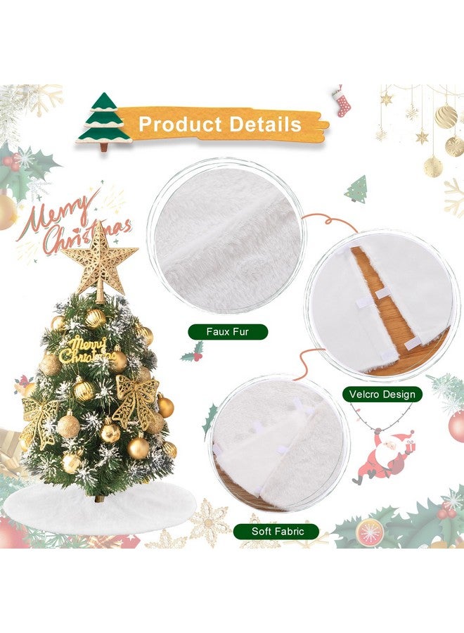 SoarDream White Tree Skirts 24 Inches Plush Christmas Tree Skirt Small Faux Fur Tree Mats for Small Trees Xmas Party Holiday Decorations - Image 2