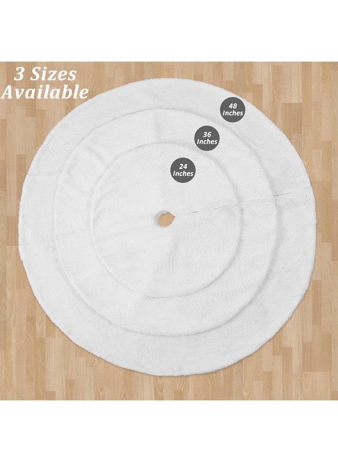 SoarDream White Tree Skirts 24 Inches Plush Christmas Tree Skirt Small Faux Fur Tree Mats for Small Trees Xmas Party Holiday Decorations - Image 4
