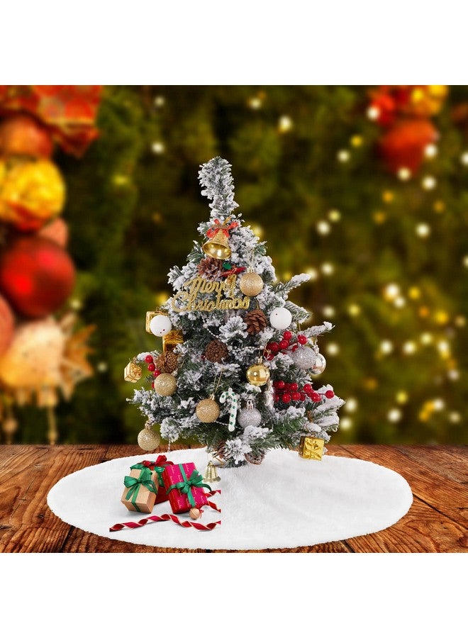 SoarDream White Tree Skirts 24 Inches Plush Christmas Tree Skirt Small Faux Fur Tree Mats for Small Trees Xmas Party Holiday Decorations - Image 5
