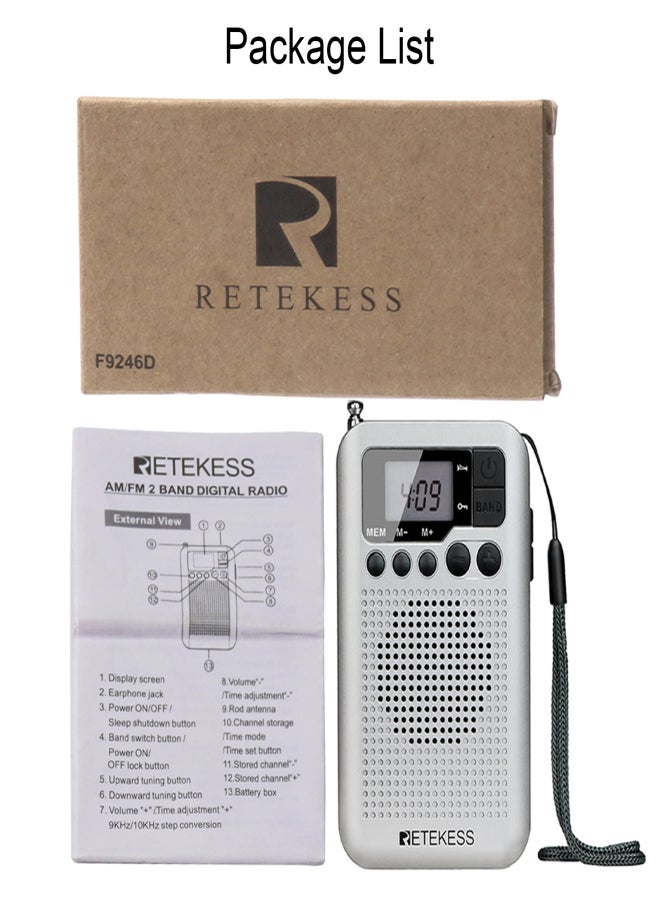 Retekess TR106 FM/AM Portable Radio with LCD Display with Sleep Timer Pocket Radio Receiver MP3 Player - Image 5